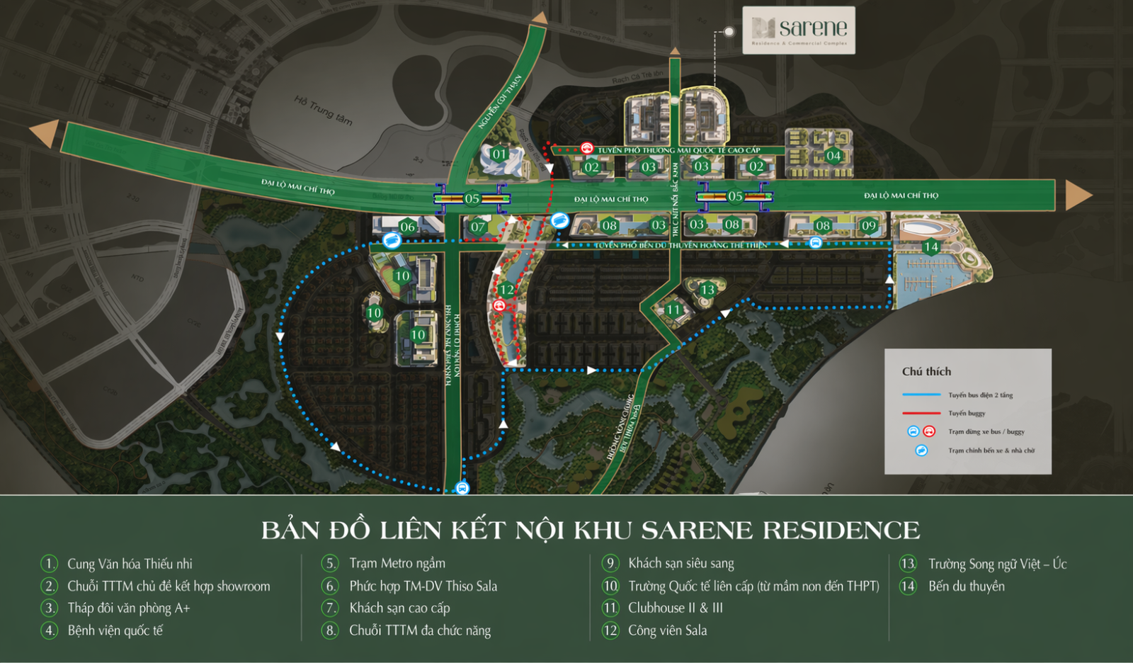 Bản đồ liên kết nội khu đô thị Sala của Sarene Residence