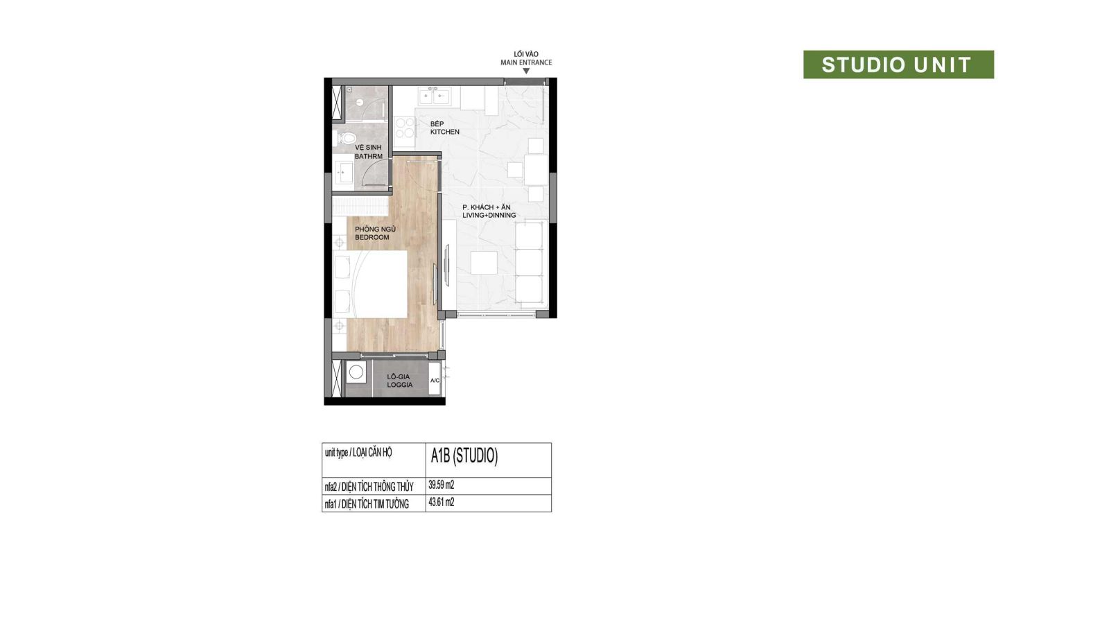 Thiết kế căn hộ Studio dự án Elysian