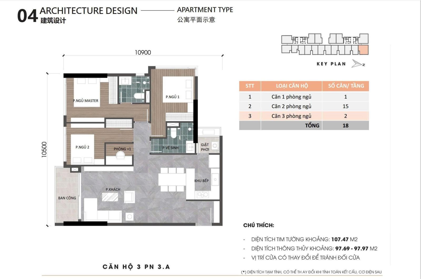 Layout căn hộ 3 phòng ngủ Ansana By Kita