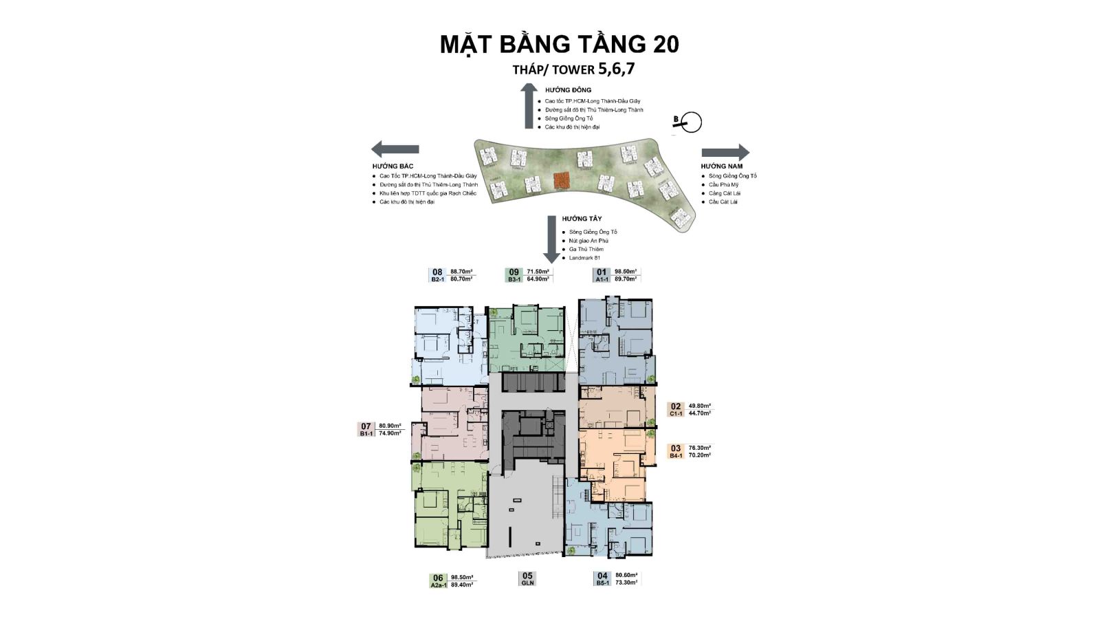 Mặt bằng tầng 20 Tháp 5,6,7 The Privé