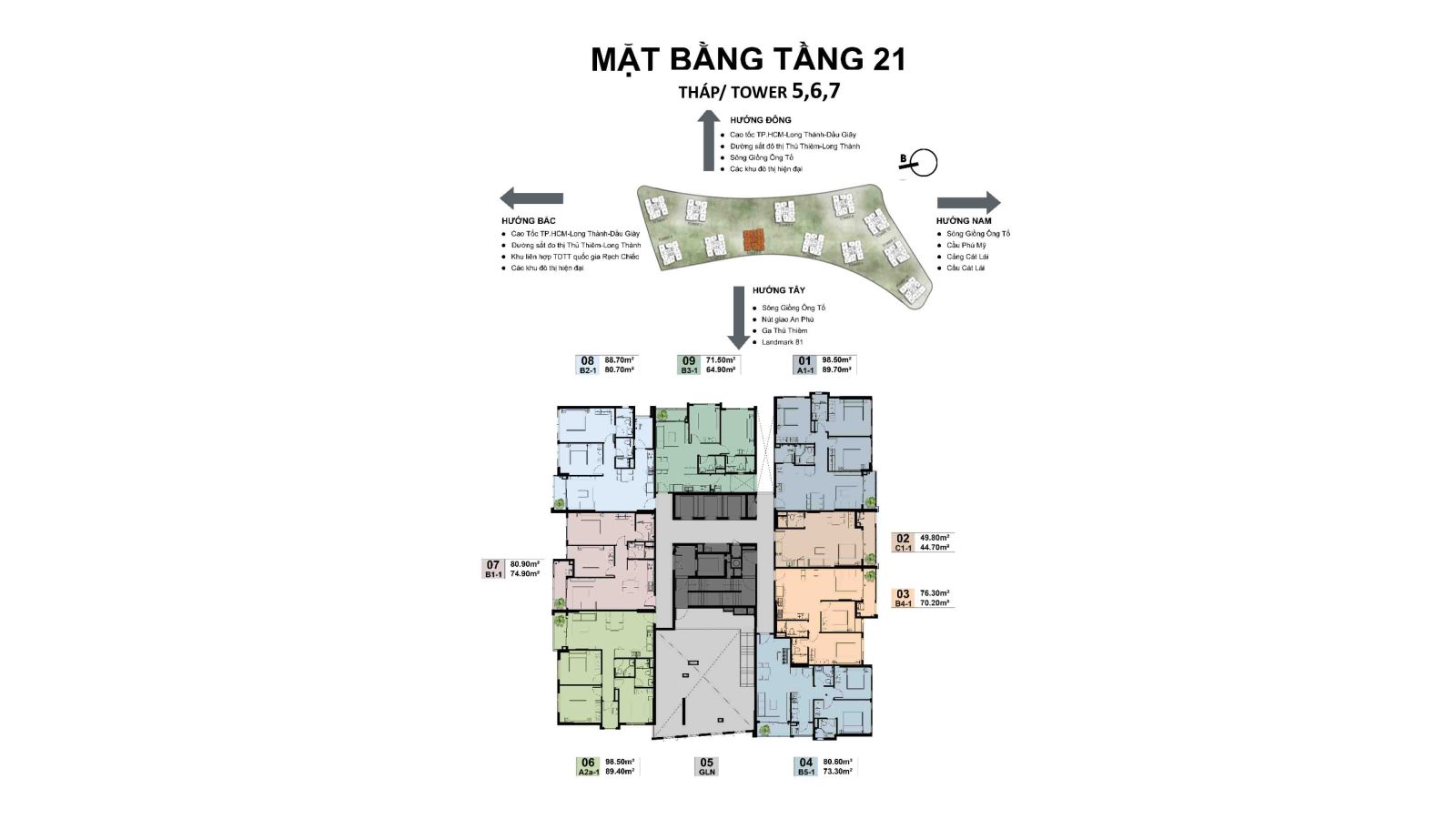 Mặt bằng tầng 21 Tháp 5,6,7 The Privé