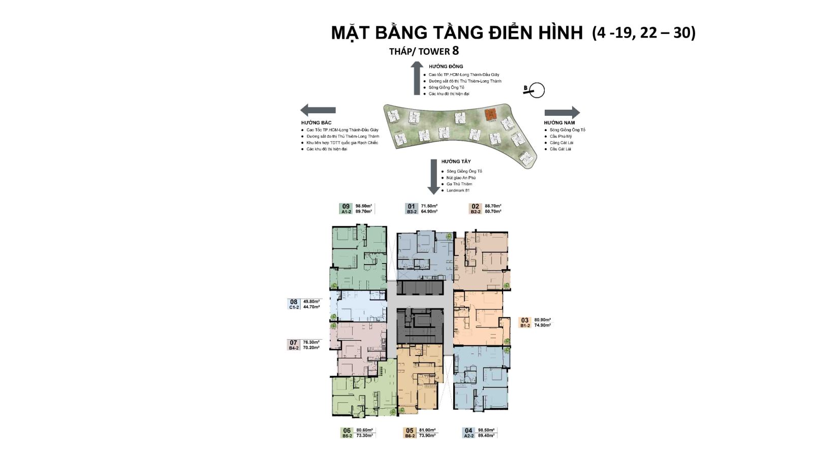 Mặt bằng tầng 4 -19, 22- 31 Tháp 8 The Privé