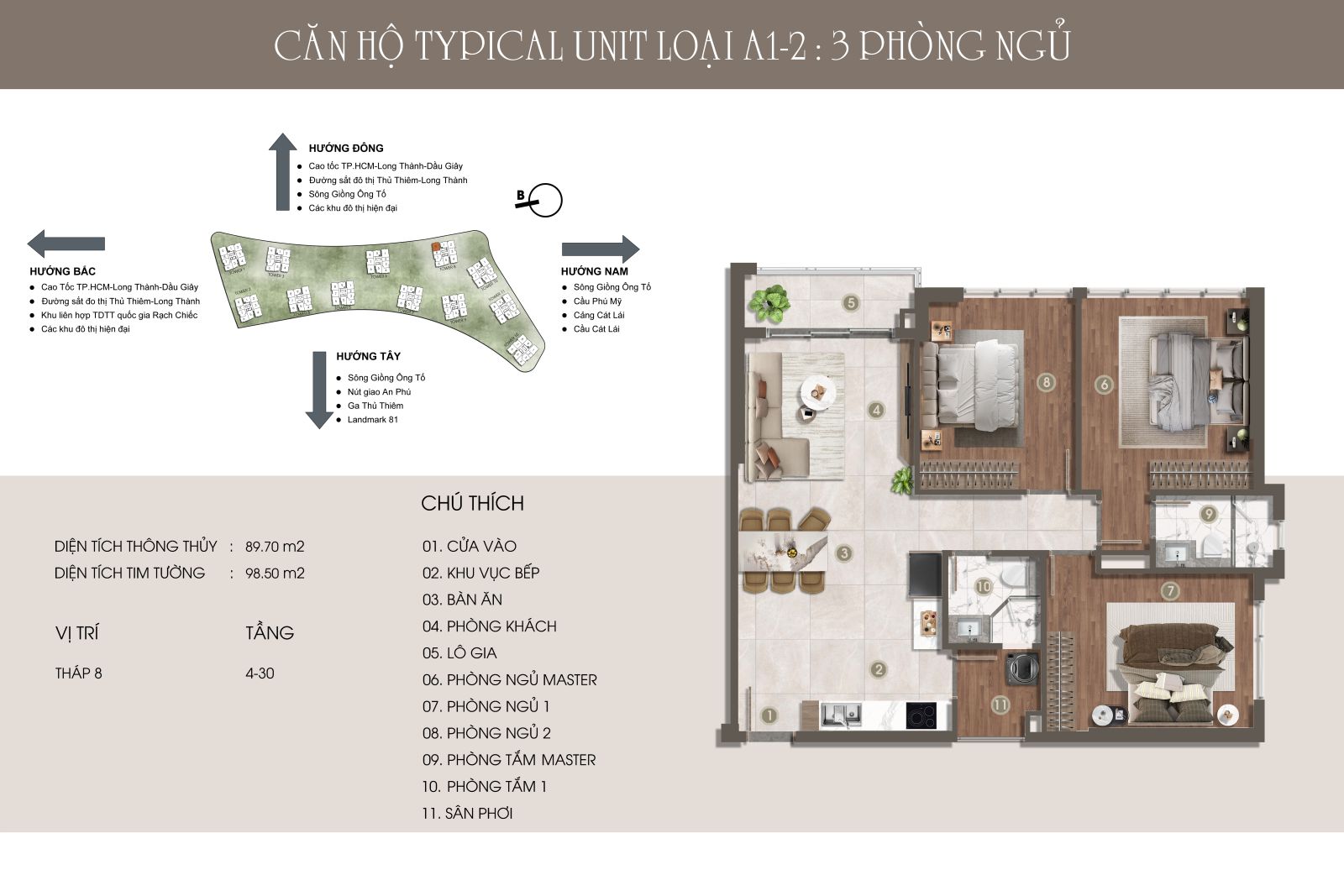 Căn hộ 3 phòng ngủ The Privé