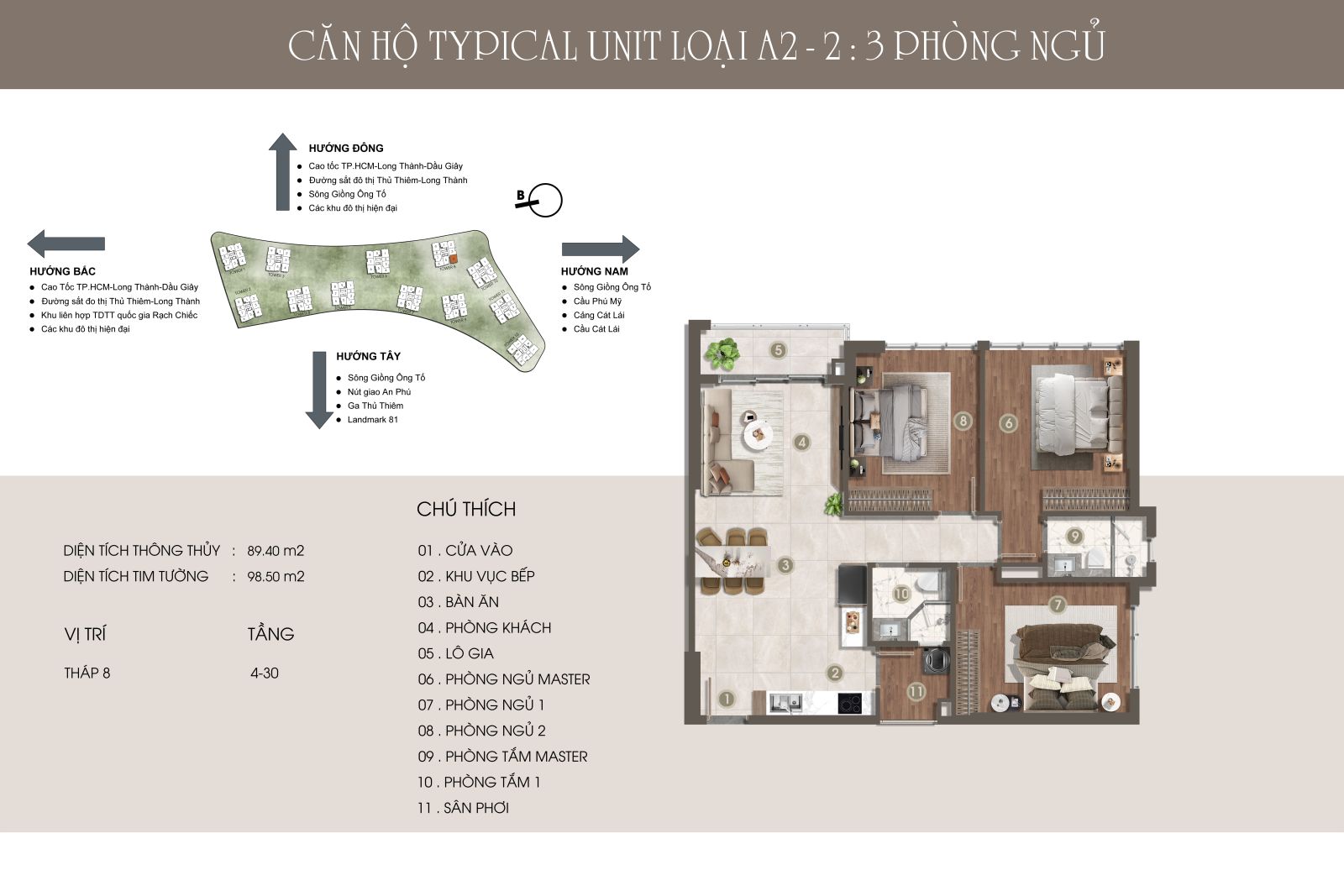 Căn hộ 3 phòng ngủ The Privé