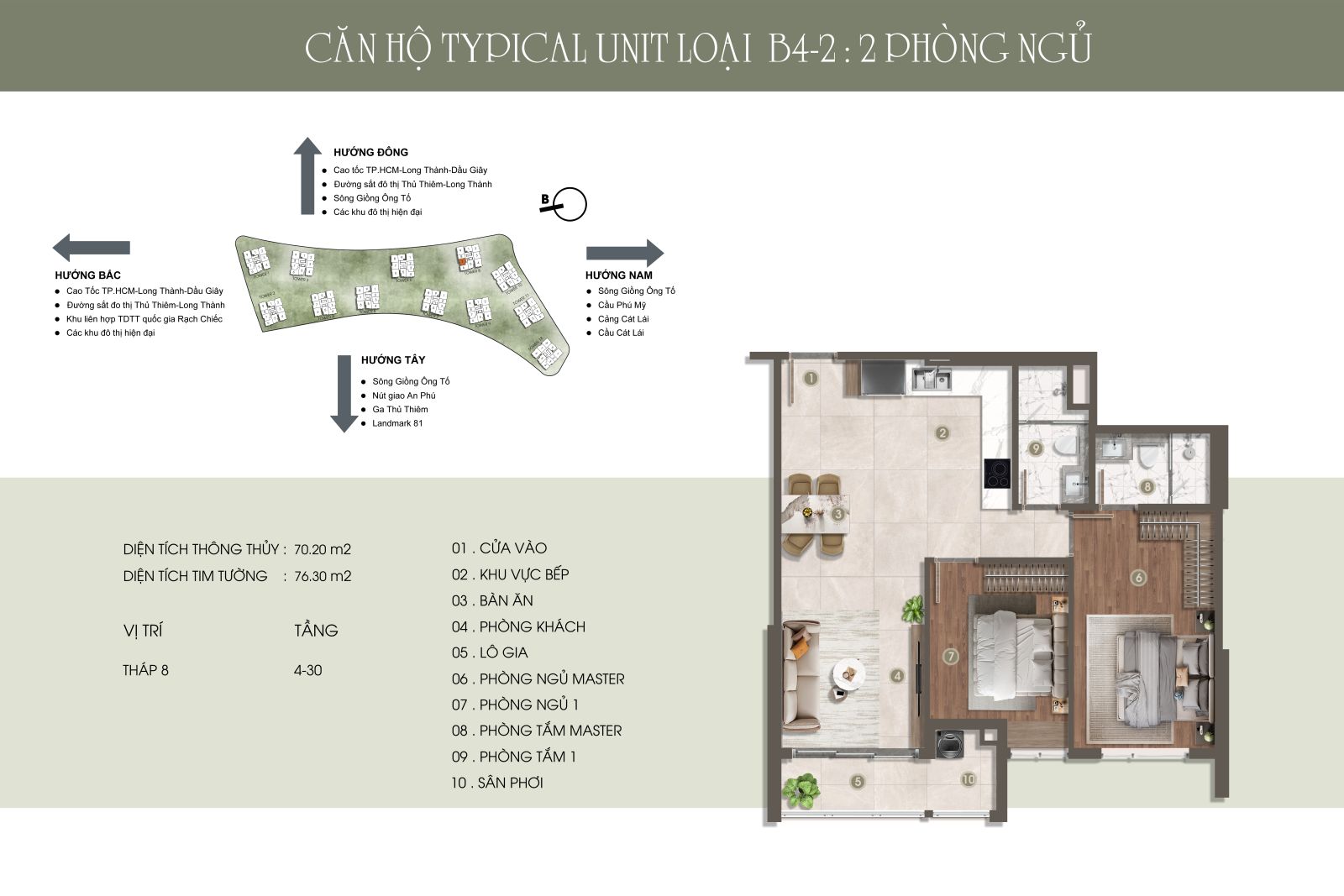 Căn hộ 2 phòng ngủ The Privé