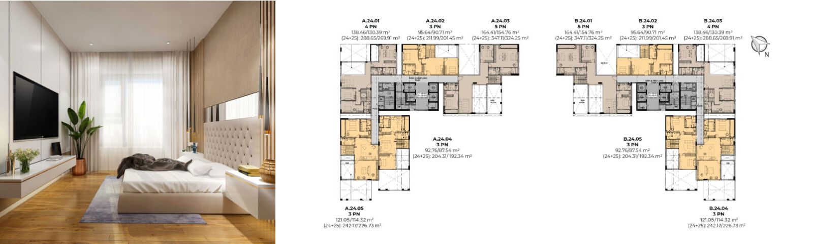 Mặt bằng tầng 25 Essensia Sky Nam Sài Gòn.